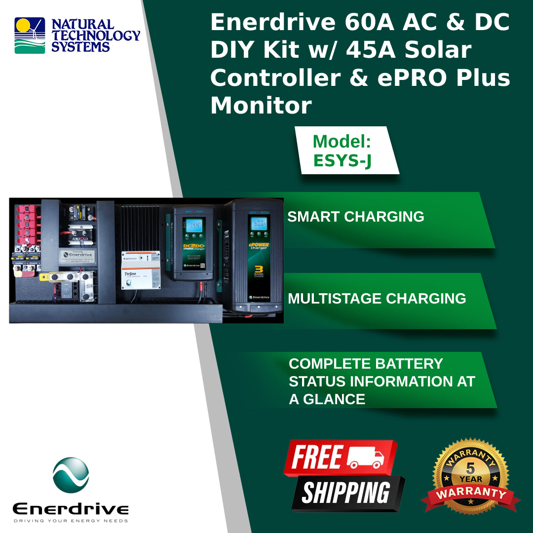 Enerdrive 60A AC & DC DIY Kit w/ 45A Solar Controller & ePRO Plus Monitor (ESYS-J)