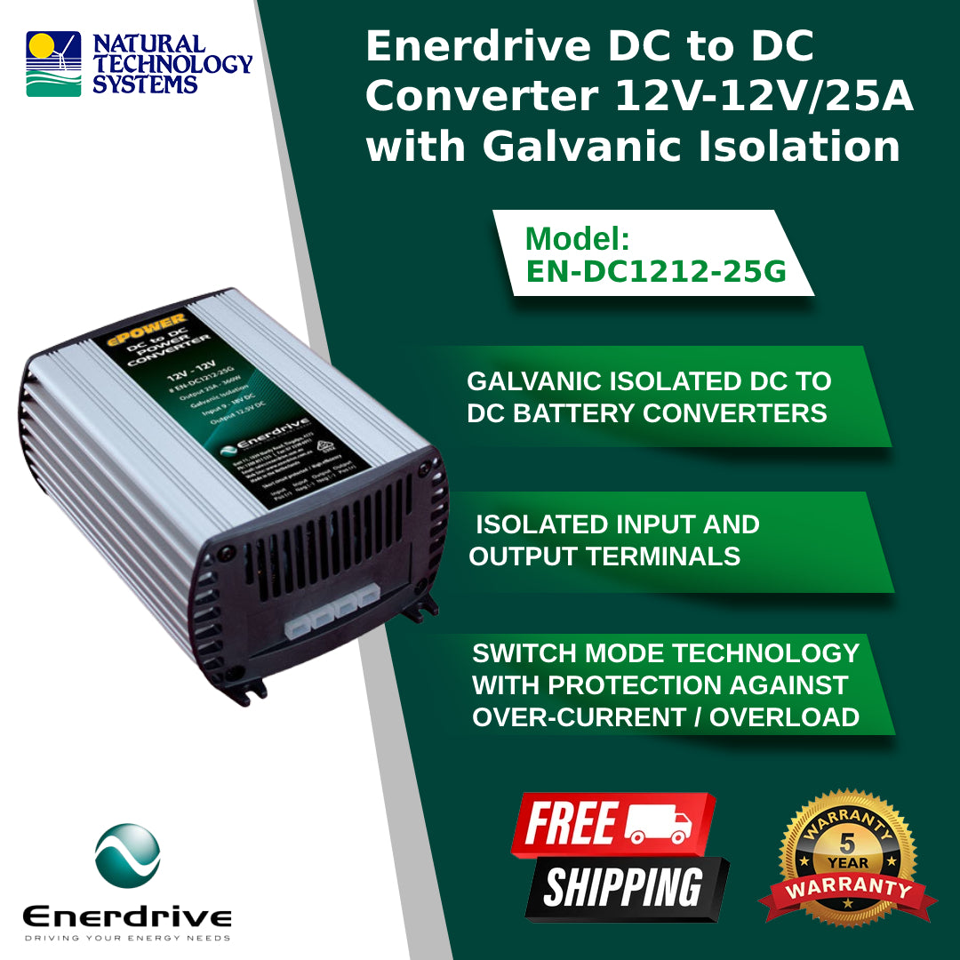 Enerdrive DC to DC Converter 12V-12V/25A with Galvanic Isolation (EN-DC1212-25G)