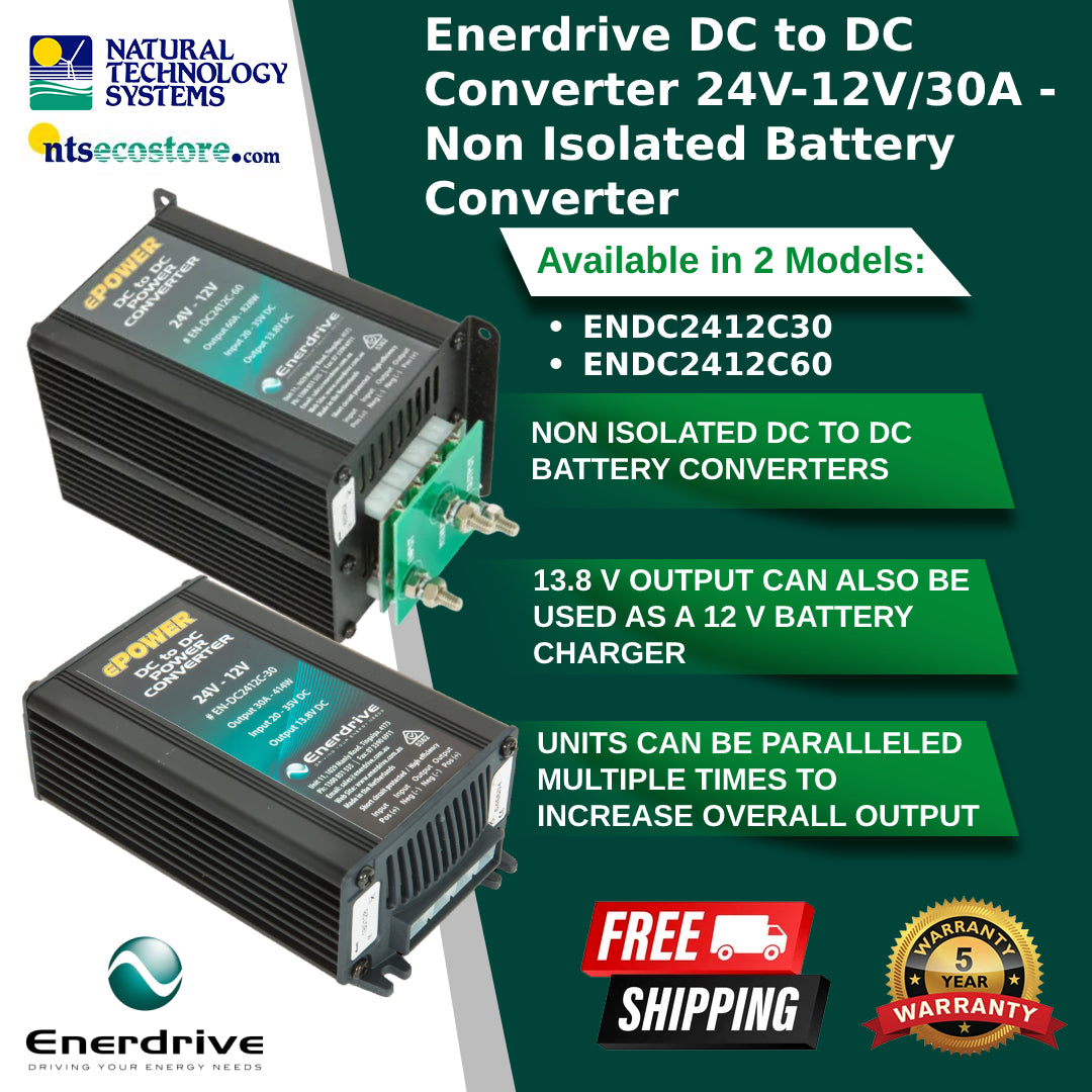 Enerdrive DC to DC Converter 24V-12V/30A - Non Isolated Battery Converter (EN-DC2412C-30)