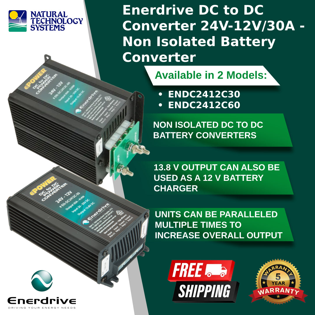 Enerdrive DC to DC Converter 24V-12V/30A - Non Isolated Battery Converter (EN-DC2412C-30)