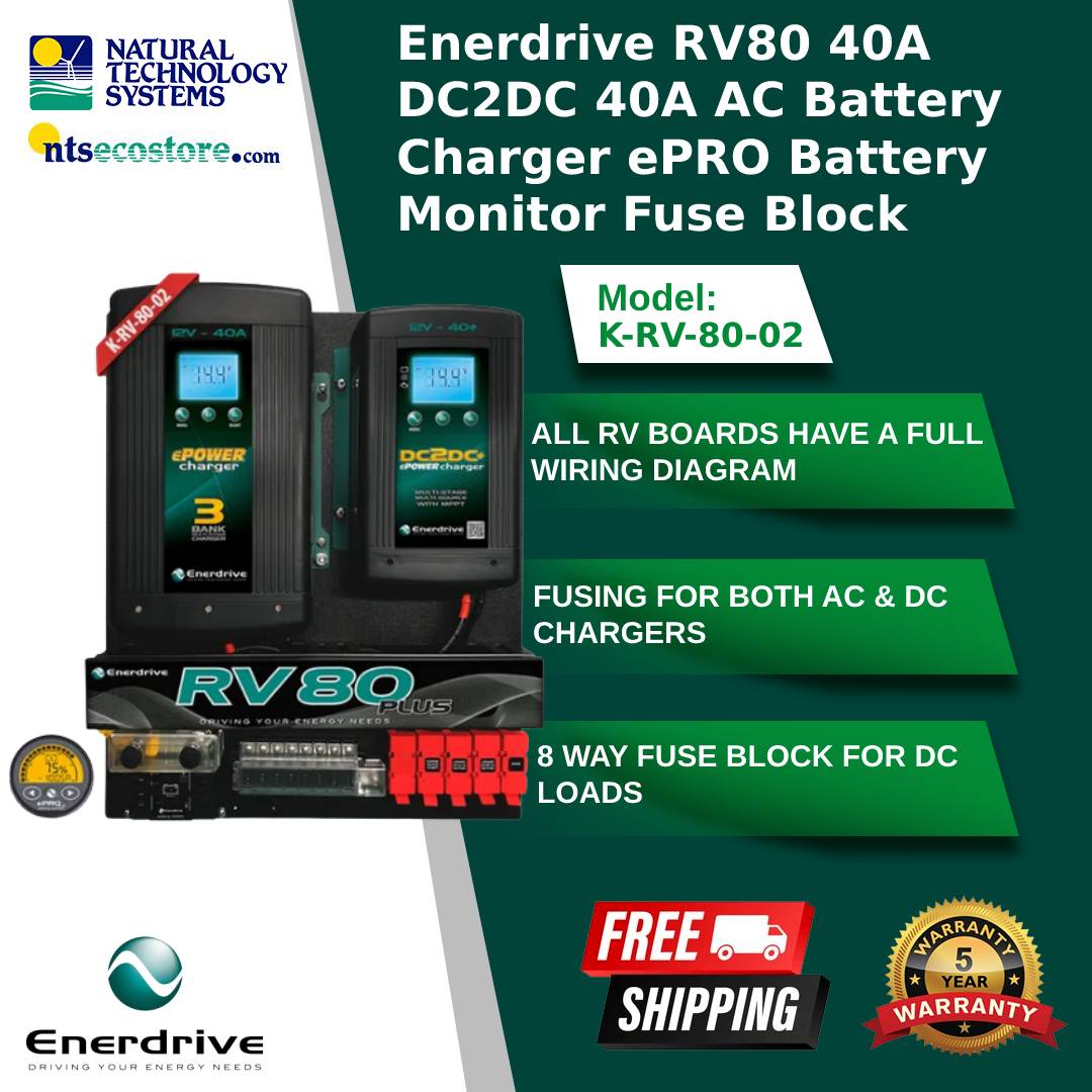 Enerdrive RV80 DIY Kit 40A AC Battery Charger Board Fuse Block K-RV-80-02