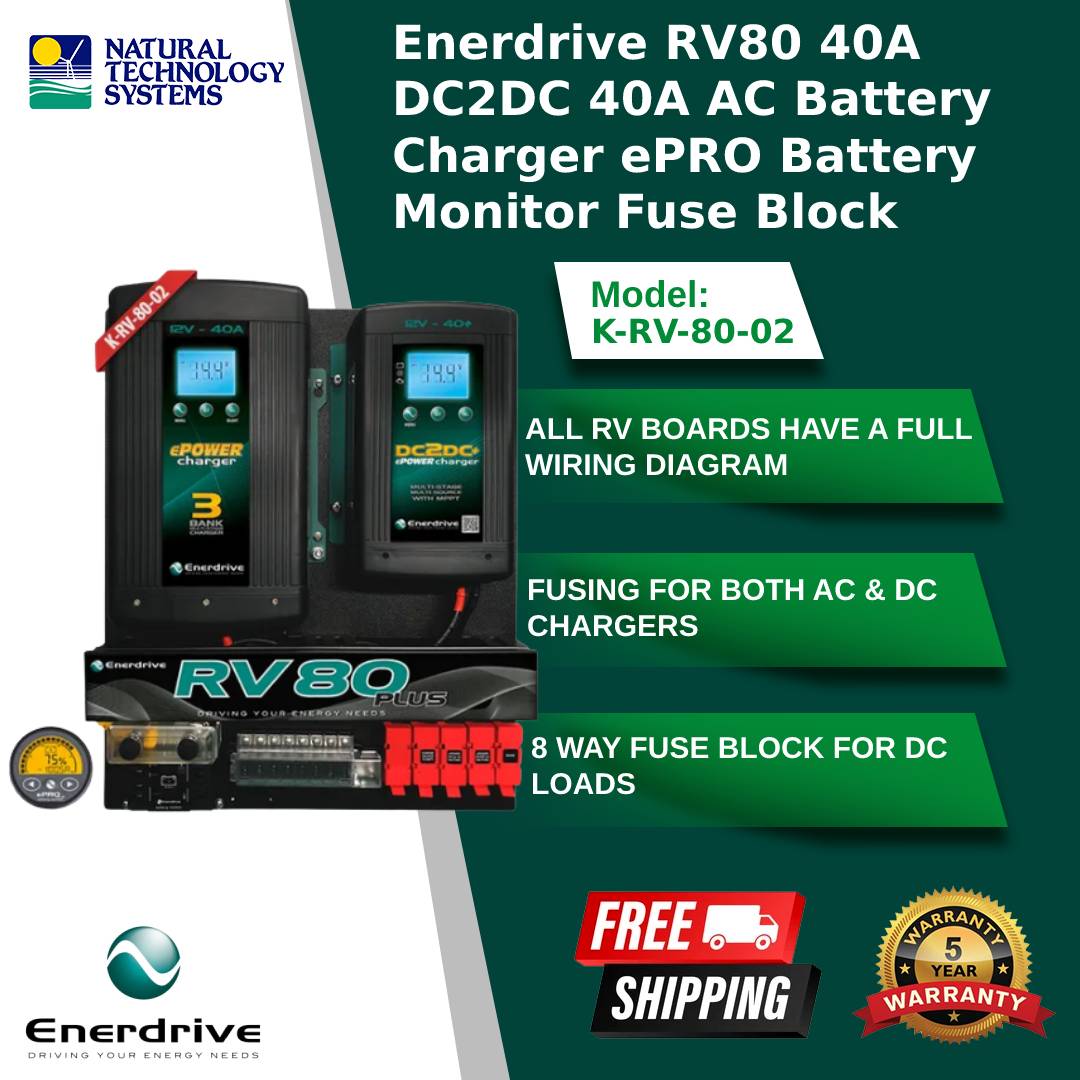 Enerdrive RV80 DIY Kit 40A AC Battery Charger Board Fuse Block K-RV-80-02