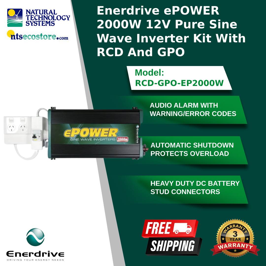 Enerdrive ePOWER 2000W 12V Pure Sine Wave Inverter Kit With RCD And GPO (RCD-GPO-EP2000W)