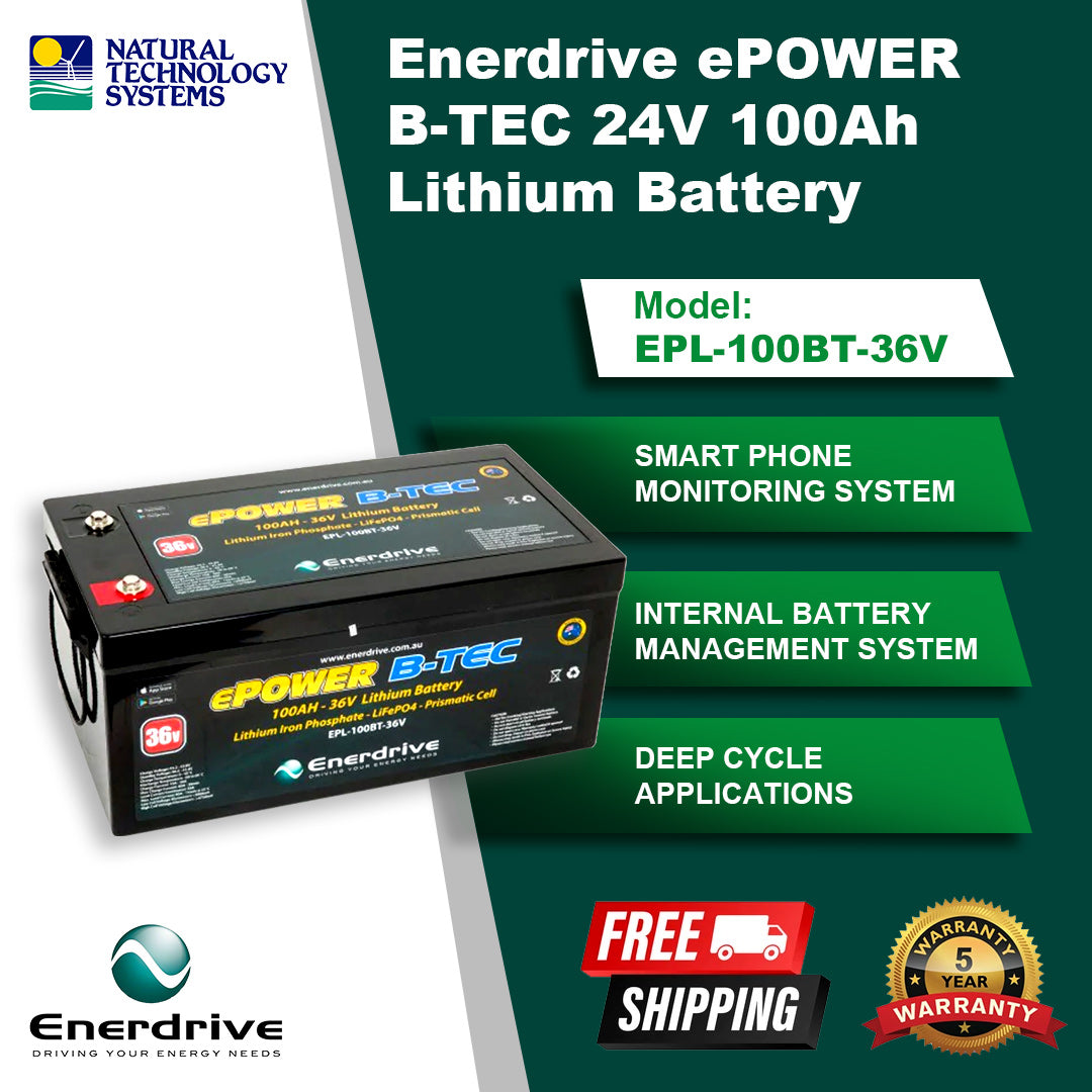 Enerdrive ePOWER Lithium Battery B-TEC 100Amp 36V LiFePO4 EPL-100BT-36V