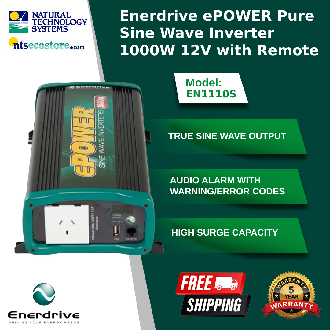 Enerdrive ePOWER Pure Sine Wave Inverter 1000W 12V w/Remote EN1110S