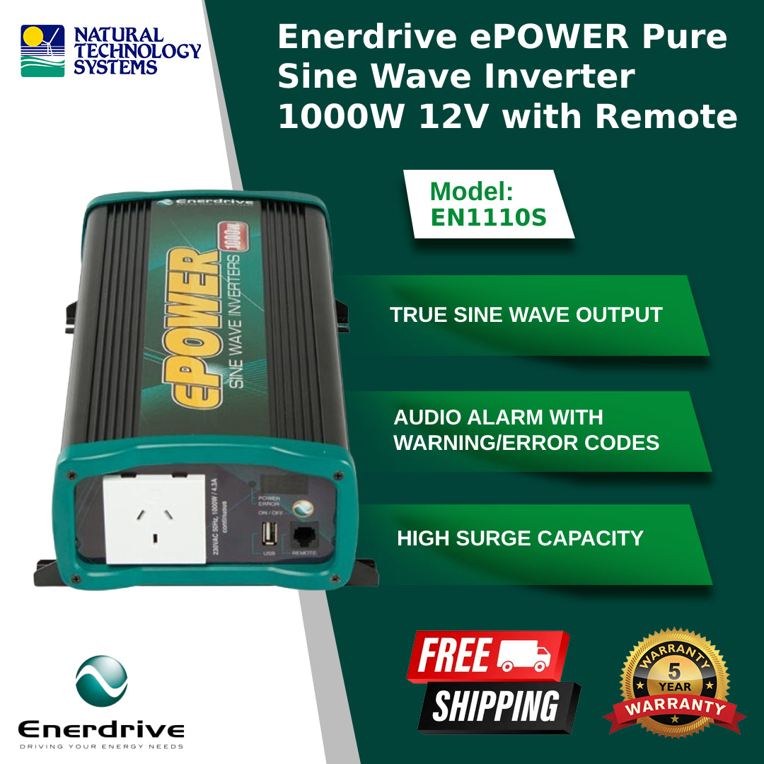 Enerdrive ePOWER Pure Sine Wave Inverter 1000W 12V w/Remote EN1110S