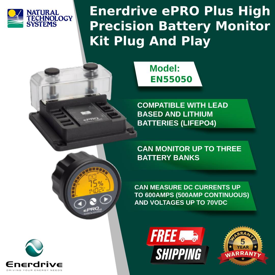 Enerdrive ePRO Plus High Precision Battery Monitor Kit Plug EN55050