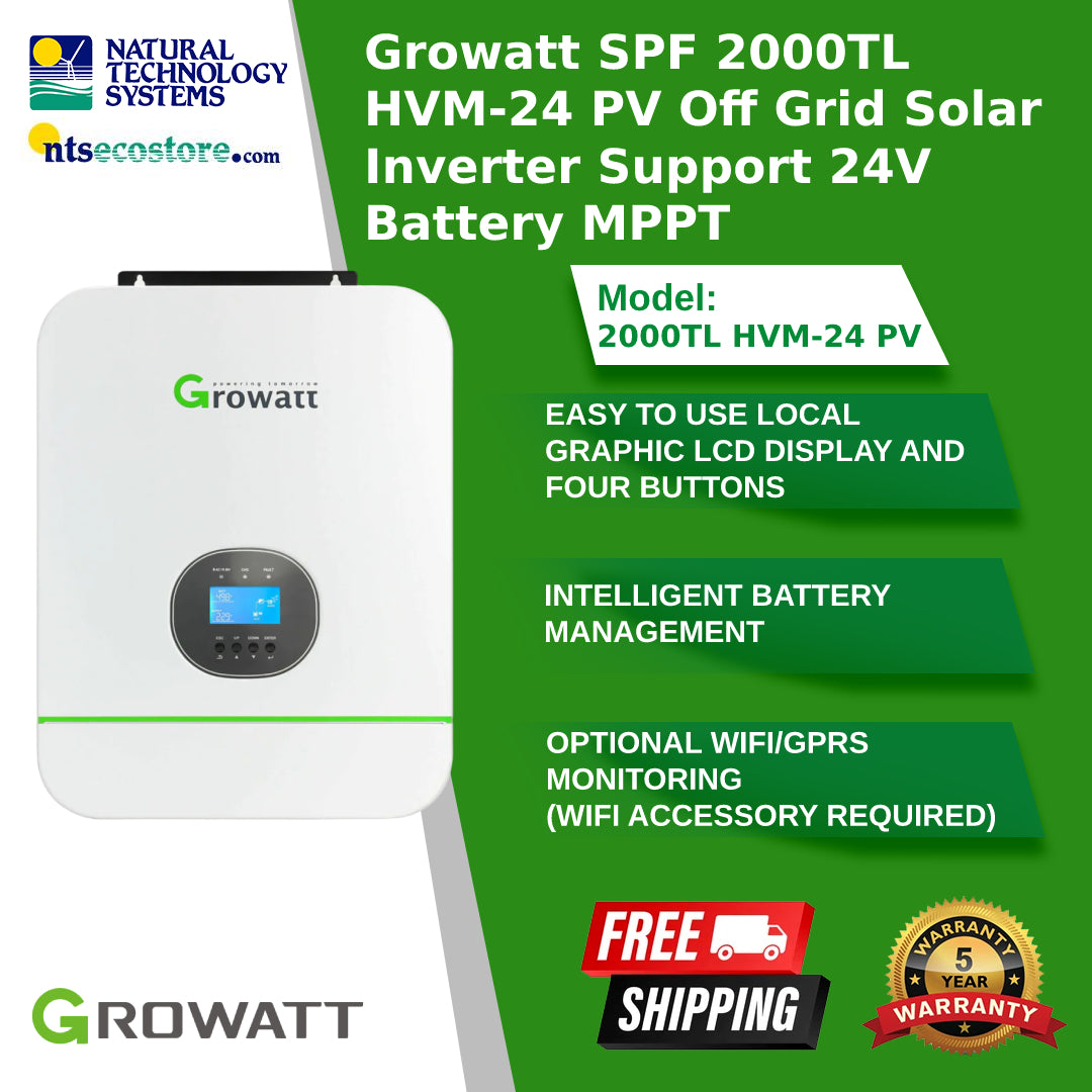 GROWATT MPPT Solar Inverter HVM-24 Off Grid 2KW 24V SPF2000TL-24
