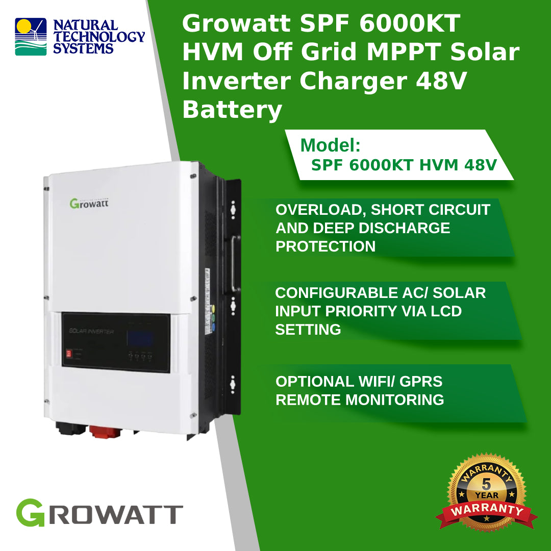 Growatt SPF 6000KT HVM Off Grid MPPT Solar Inverter Charger 48V Battery