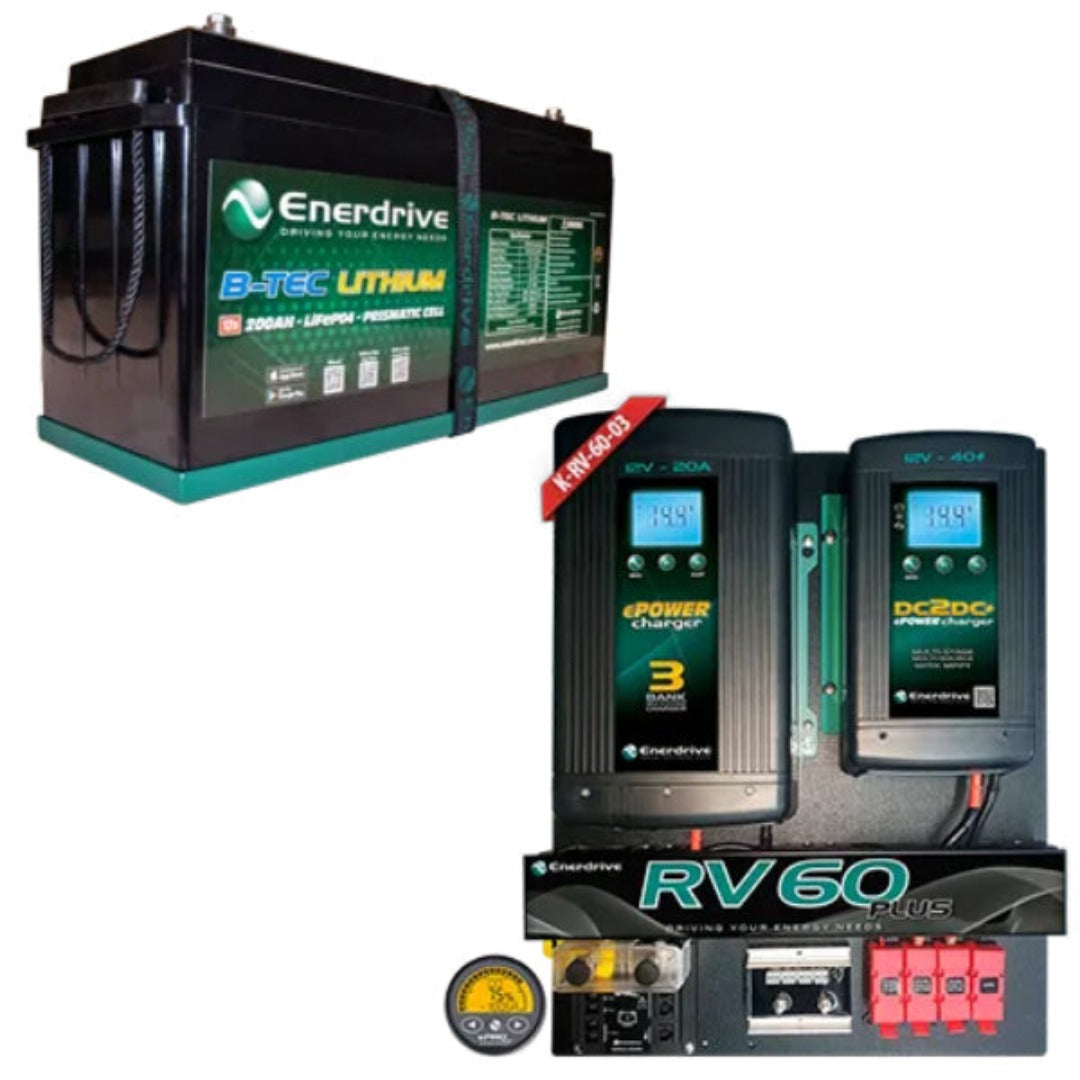 Enerdrive ePOWER B-TEC LiFePO4 Lithium Battery With RV60 DIY Installation Kit