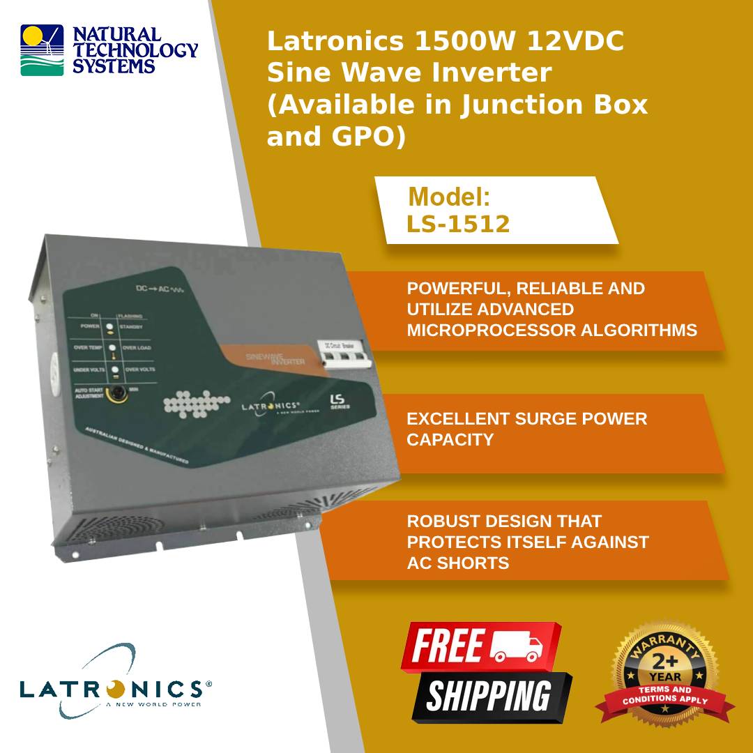 Latronics 1500W 12VDC Sine Wave Inverter LS1512