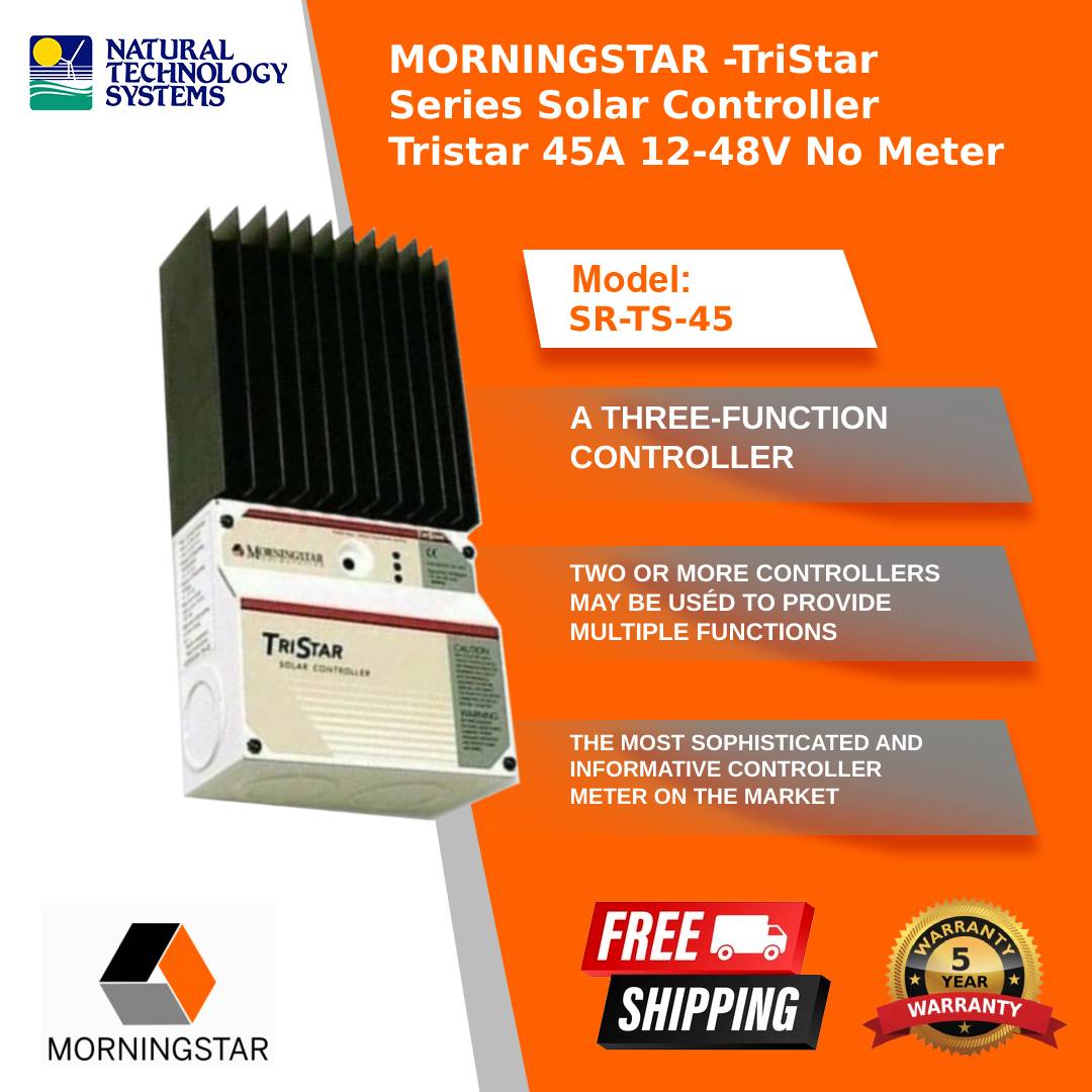 MORNINGSTAR -TriStar Series Solar Controller Tristar 45A 12-48V No Meter (SR-TS-45)