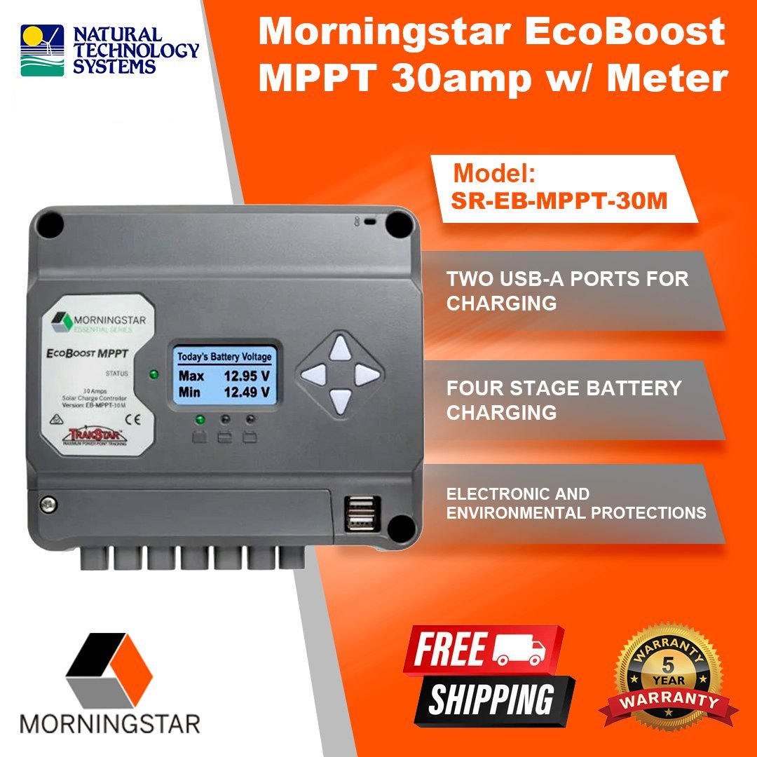 Morningstar EcoBoost MPPT 30amp w/Meter SR-EB-MPPT-30M