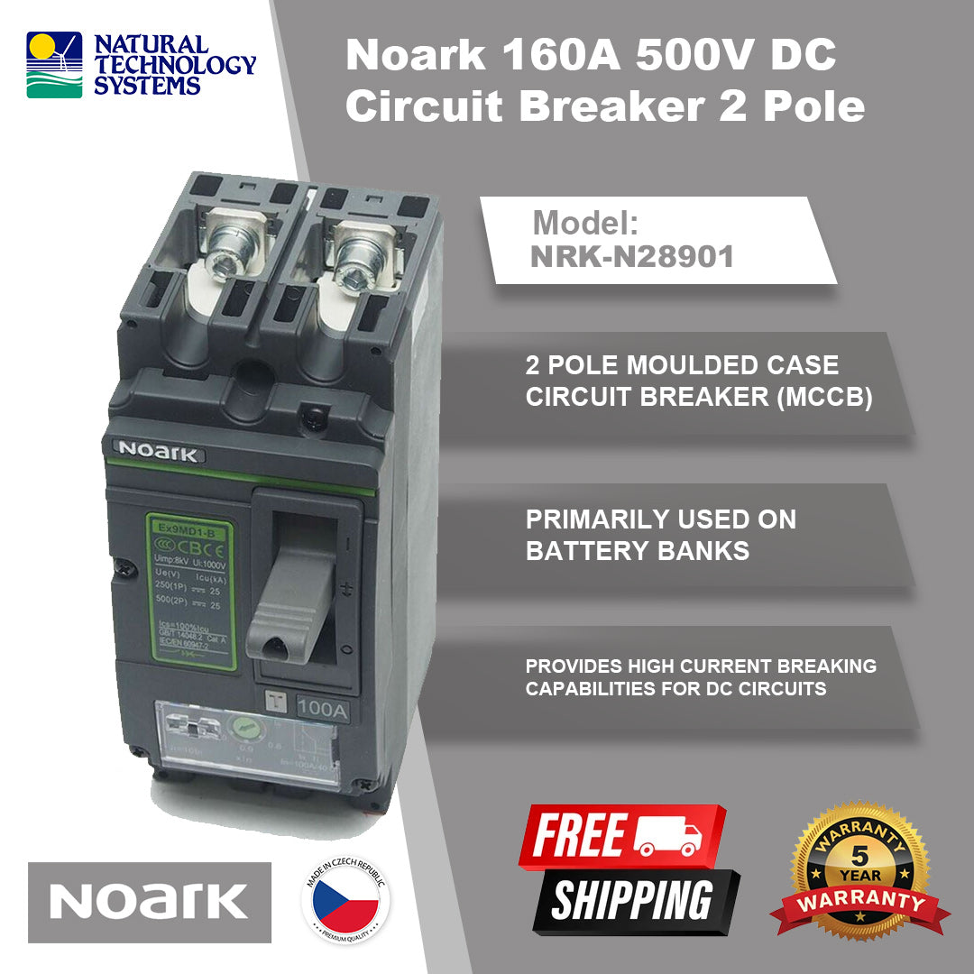 Noark 160A 500V DC Circuit Breaker 2 Pole (NRK-N28901)