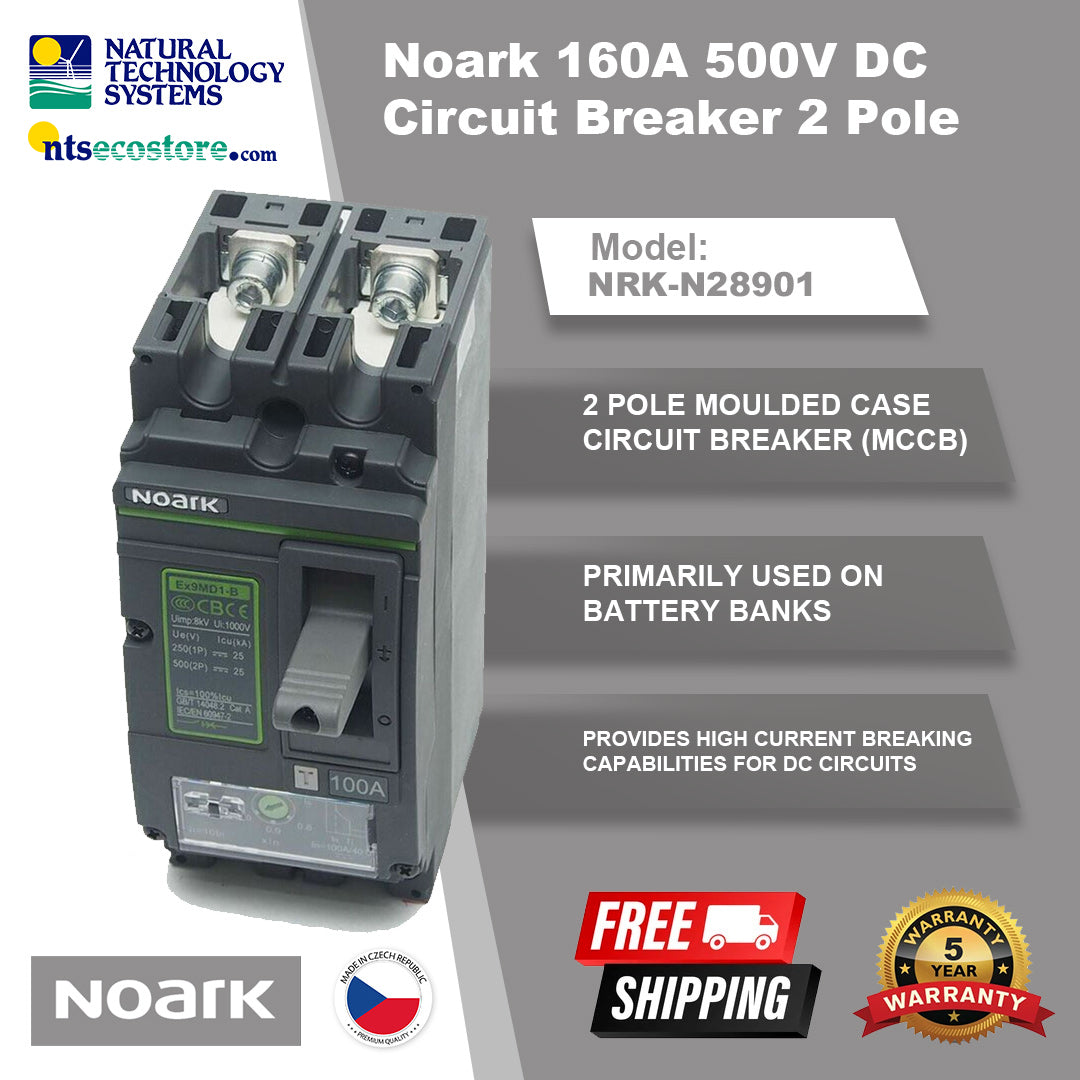 Noark 160A 500V DC Circuit Breaker 2 Pole (NRK-N28901)