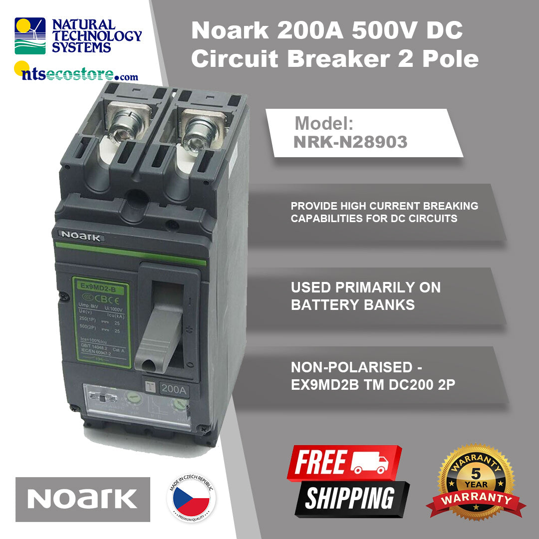Noark 200A 500V DC Circuit Breaker 2 Pole (NRK-N28903)