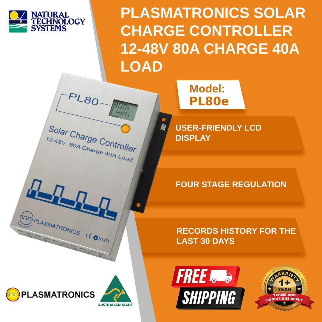 Plasmatronics PL Solar Charge Controller 80Amp 12-48V 40A Load PL80e
