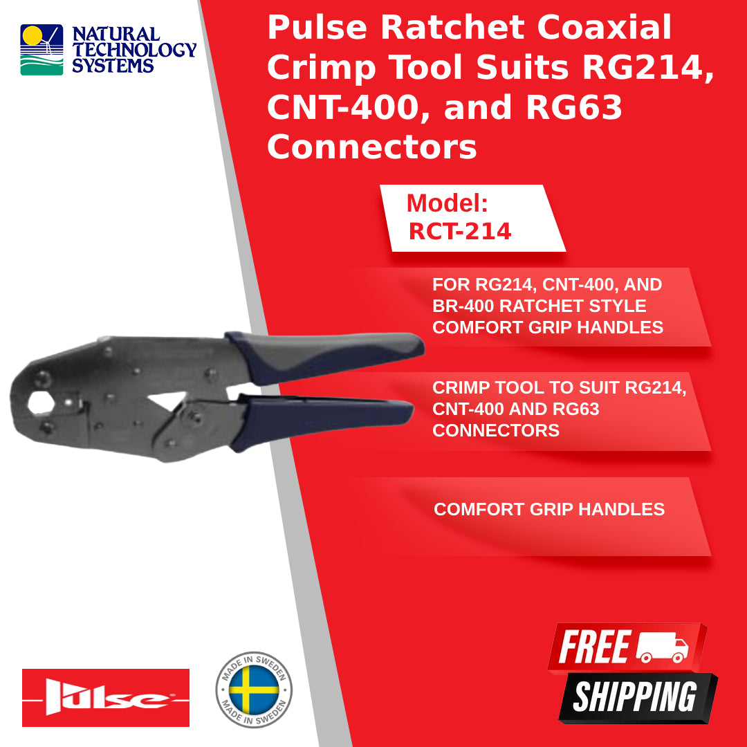 Pulse Ratchet Coaxial Crimp Tool RG214 CNT-400 RG63 Connectors RCT-214 - NTSecostore