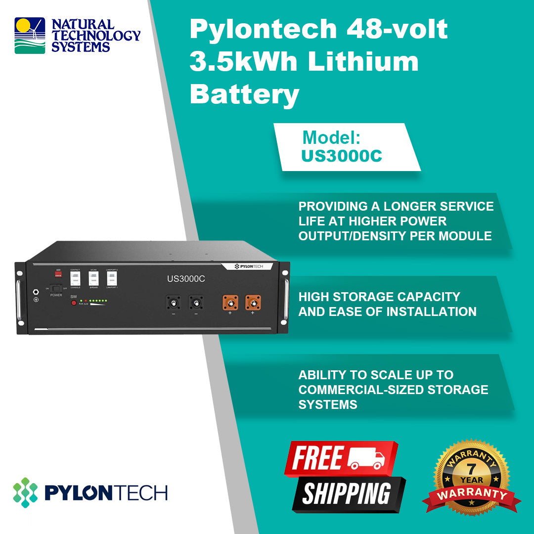 Pylontech 48-volt 3.5kWh Lithium Battery (US3000C)