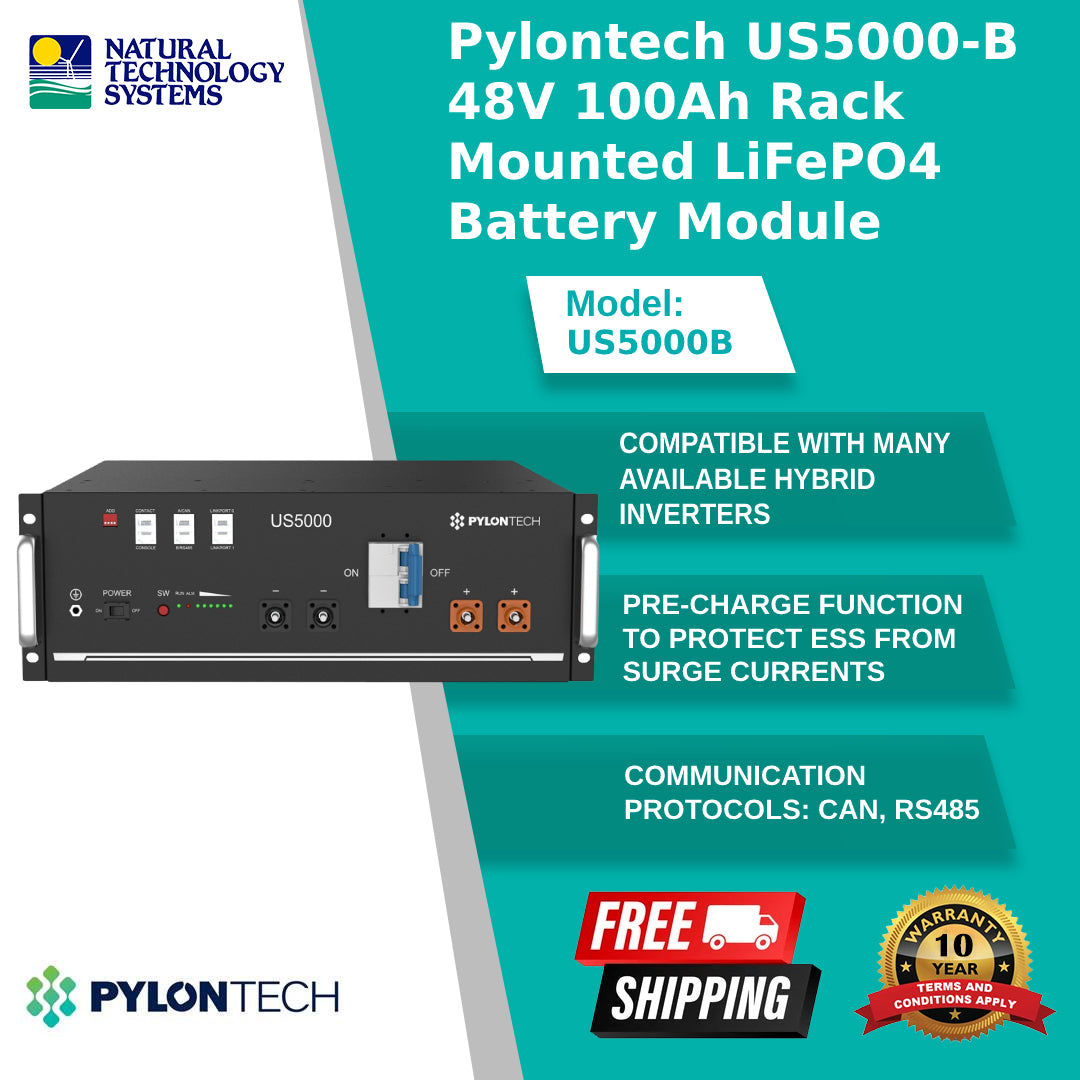 Pylontech US5000-B 48V 100Ah Rack Mounted LiFePO4 Battery Module (US50