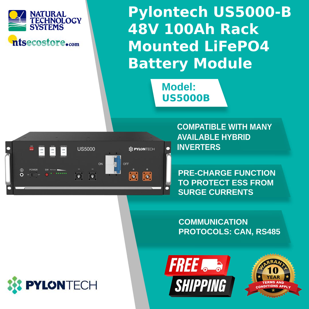 Pylontech US5000-B 48V 100Ah Rack Mounted LiFePO4 Battery Module (US5000B)