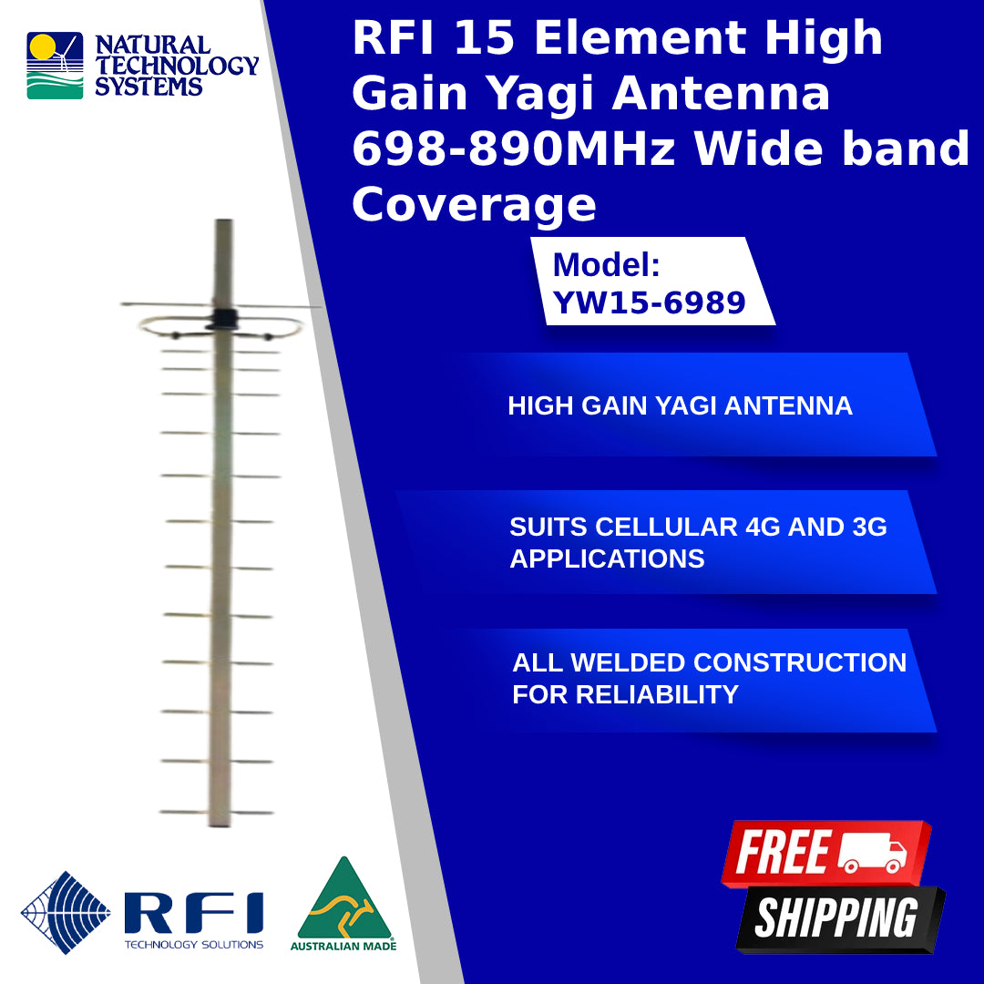 RFI 15 Element High Gain Yagi Antenna 698-890MHz Wide Band Coverage YW15-6989