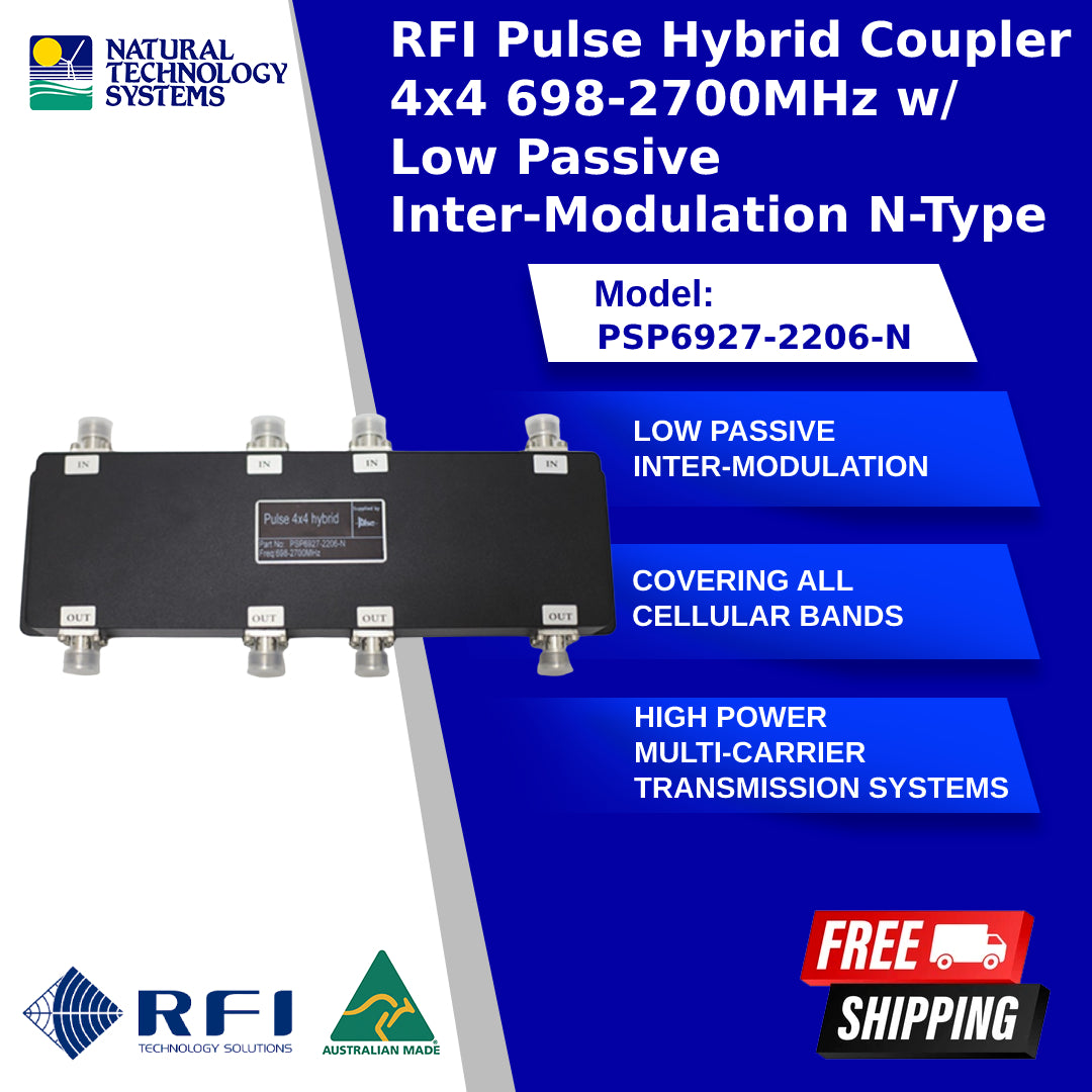 RFI Pulse Hybrid Coupler 4x4 698-2700MHz Low Passive Inter-Modulation N-Type PSP6927-2206-N