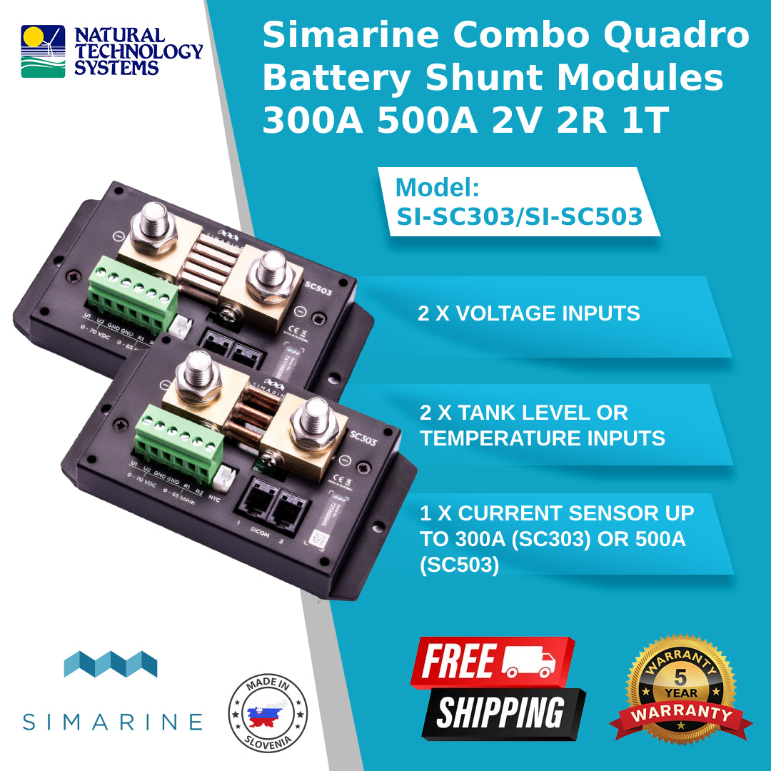 Simarine Combo Quadro Battery Shunt Modules 300A 2V 2R 1T (SI-SC303/SI-SC503)