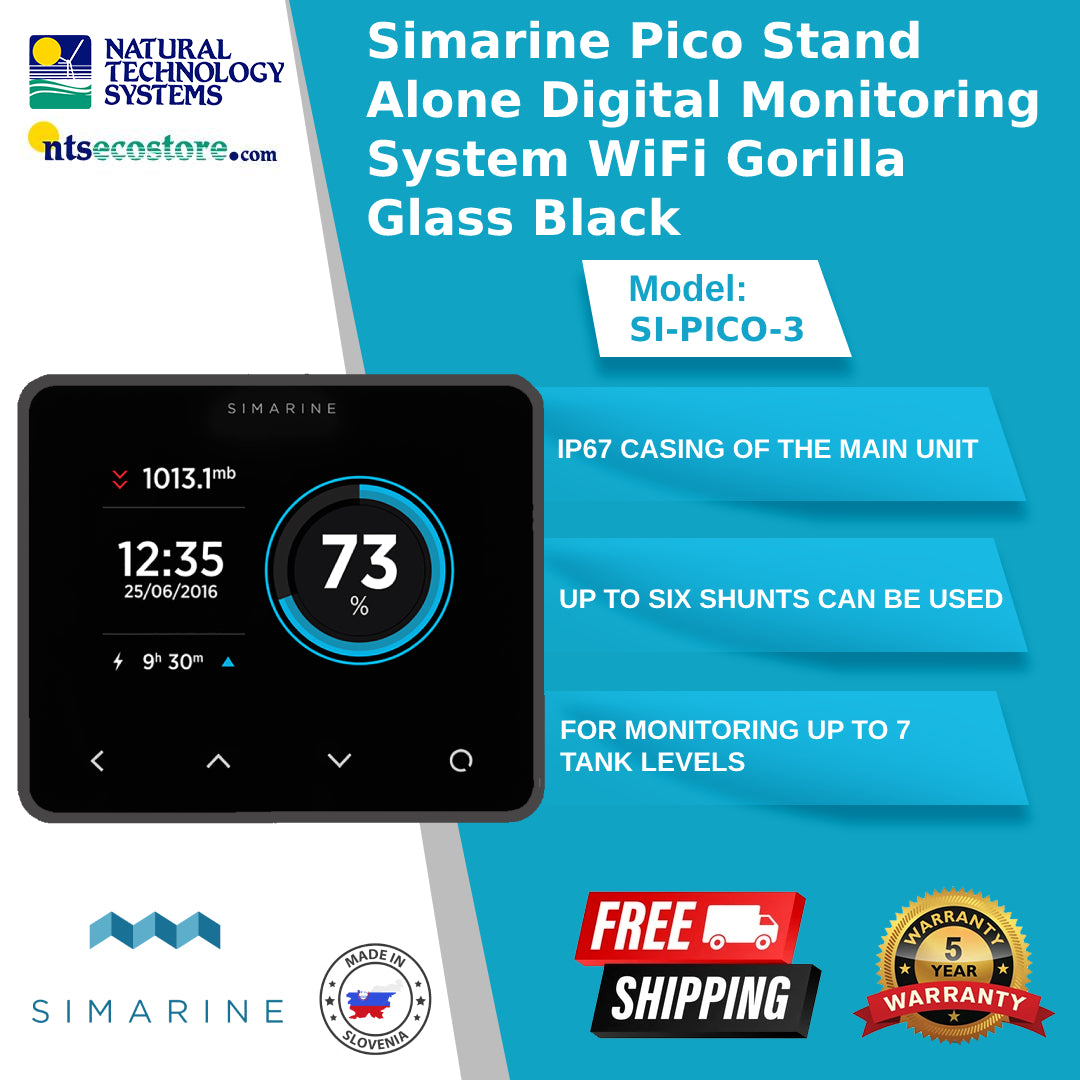 Simarine Pico S/A Digital Mon Sys WiFi Gorilla Glass Black SI-PICO-3