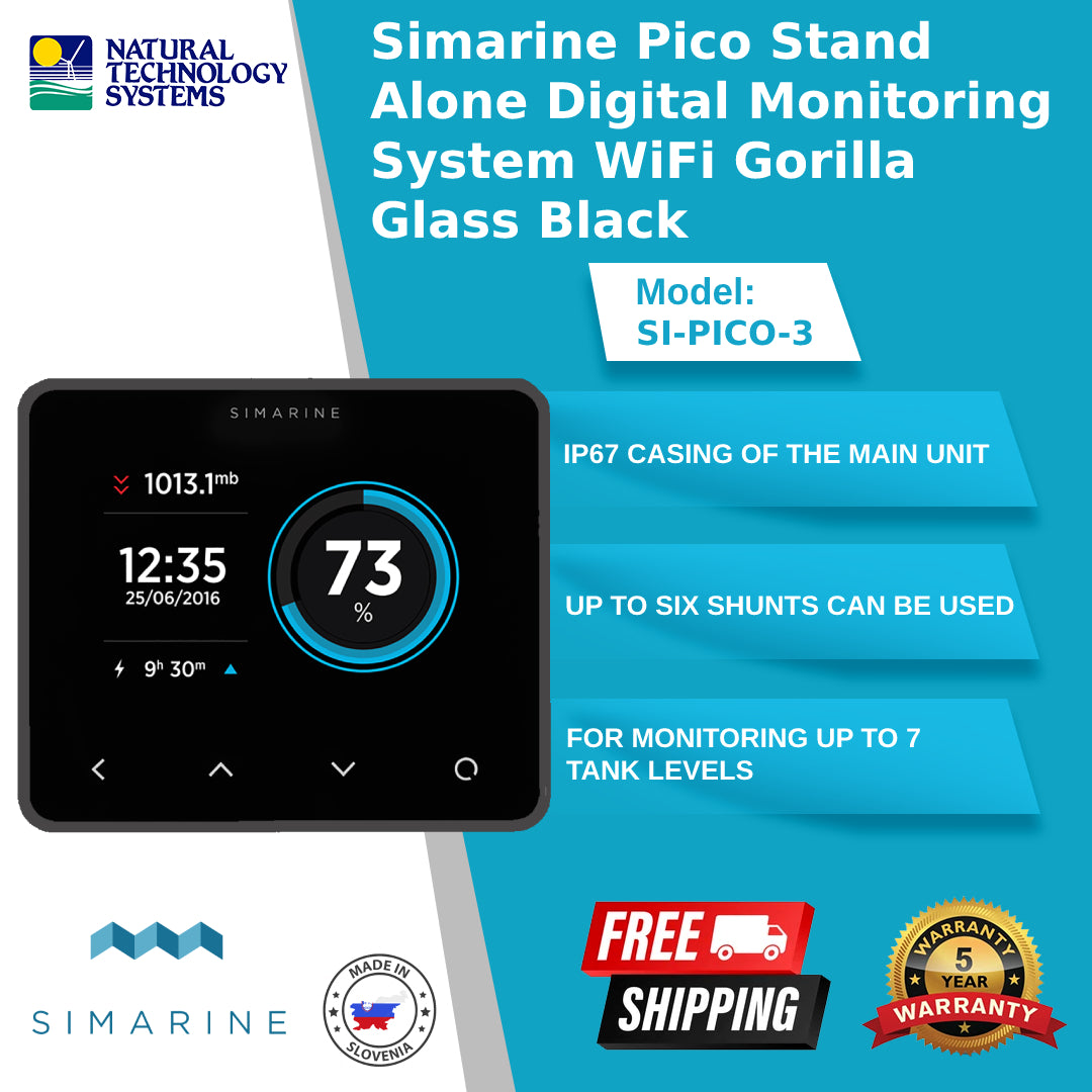 Simarine Pico S/A Digital Mon Sys WiFi Gorilla Glass Black SI-PICO-3
