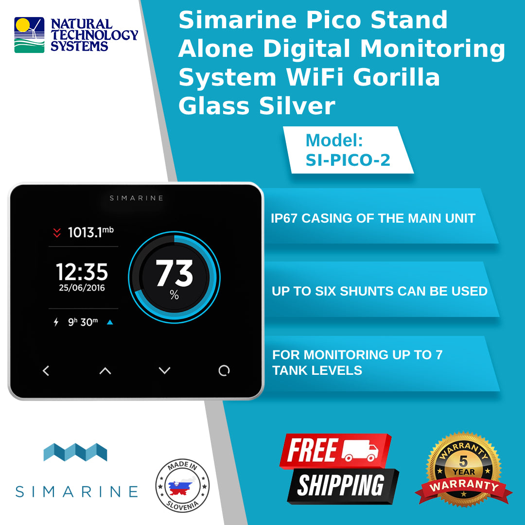 Simarine Pico Stand Alone Digital Monitoring System WiFi Gorilla Glass Silver (SI-PICO-2)