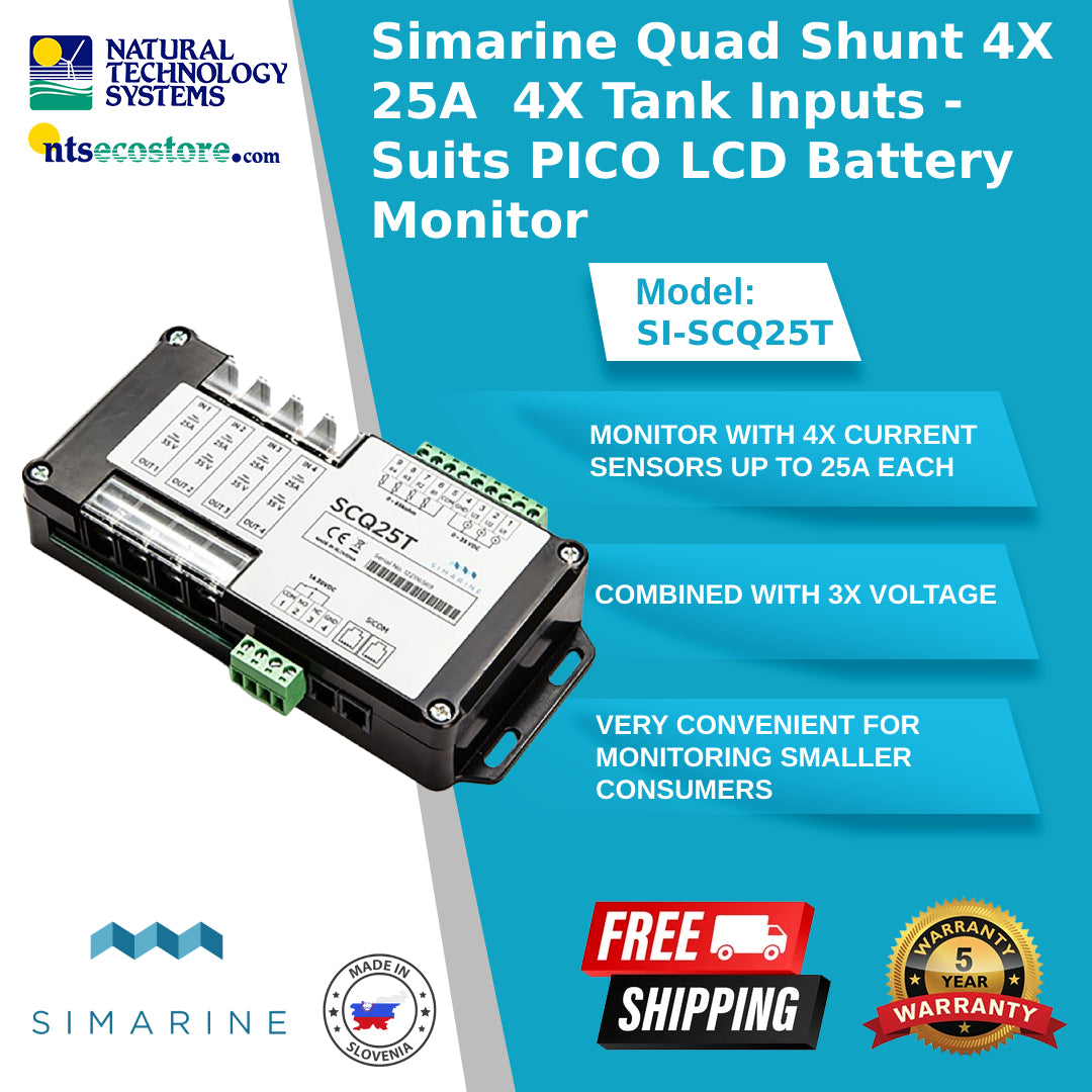 Simarine Intergrated Mon Sys Quad Shunt 4x25A &4xTank Module SI-SCQ25T