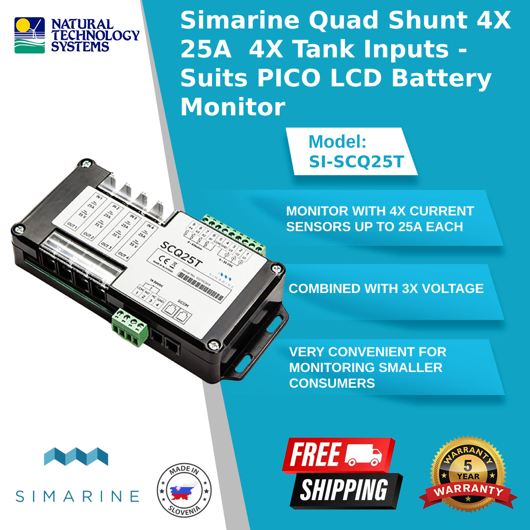 Simarine Intergrated Mon Sys Quad Shunt 4x25A &4xTank Module SI-SCQ25T