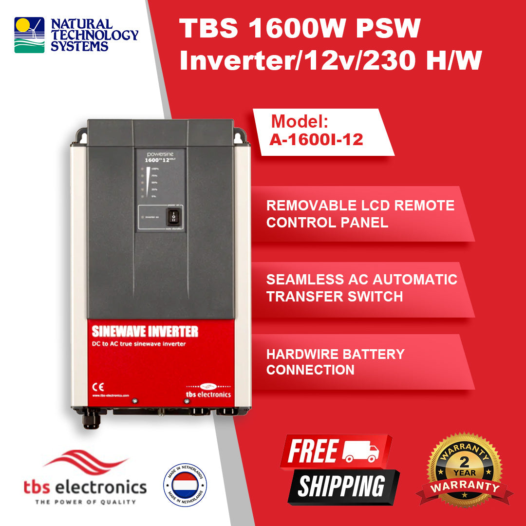 TBS 1600W PSW Inverter 12v/230 H/W A-1600I-12