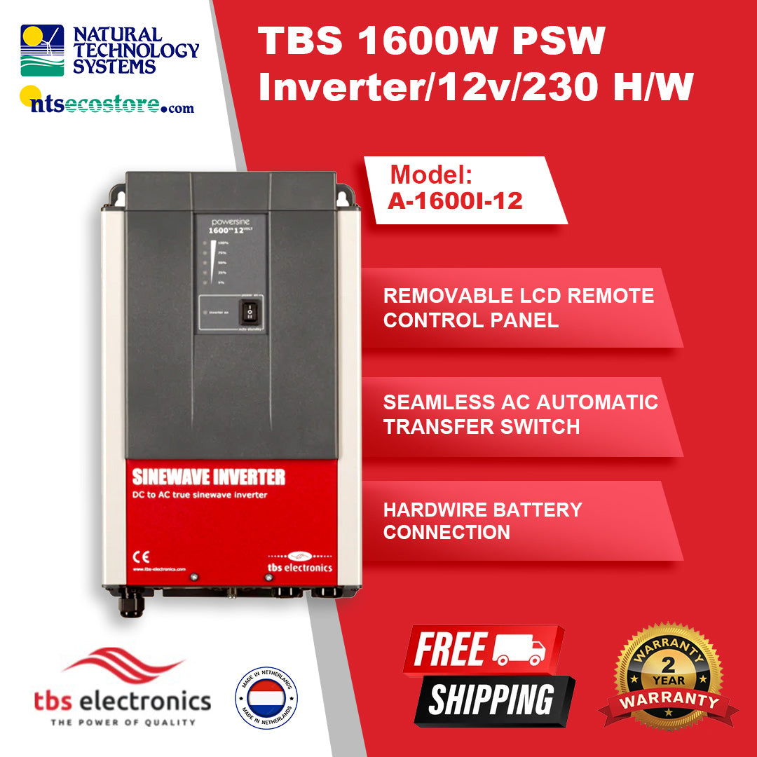 TBS 1600W PSW Inverter 12v/230 H/W A-1600I-12