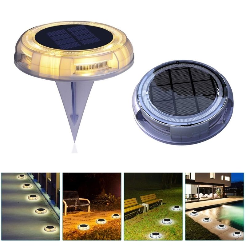 Solar Deck Lights in Warm White- 4 in One Pack