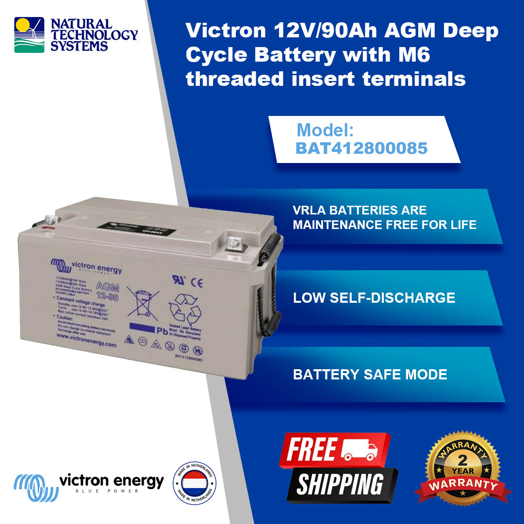 Victron 12V/90Ah AGM Deep Cycle Battery with M6 (BAT412800085)