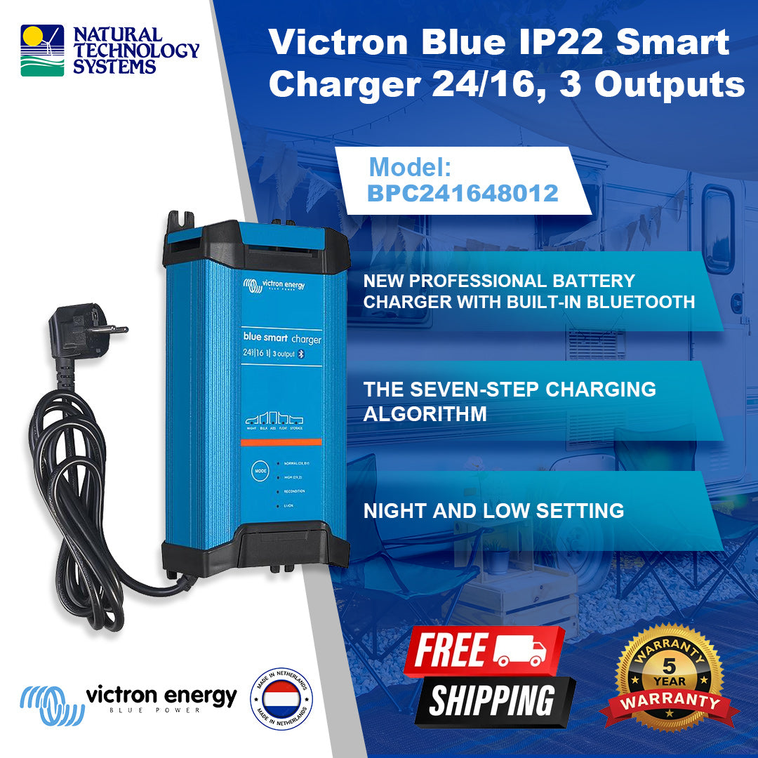 Victron Blue IP22 Smart Charger 24/16, 3 Outputs (BPC241648012)