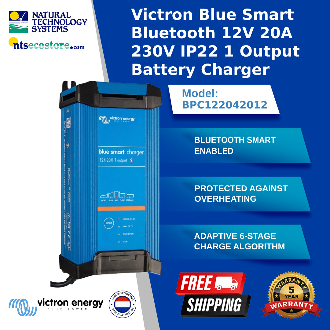 Victron Blue Smart Bluetooth 12V|20A|230V IP22 1 Output Battery Charger (BPC122042012)