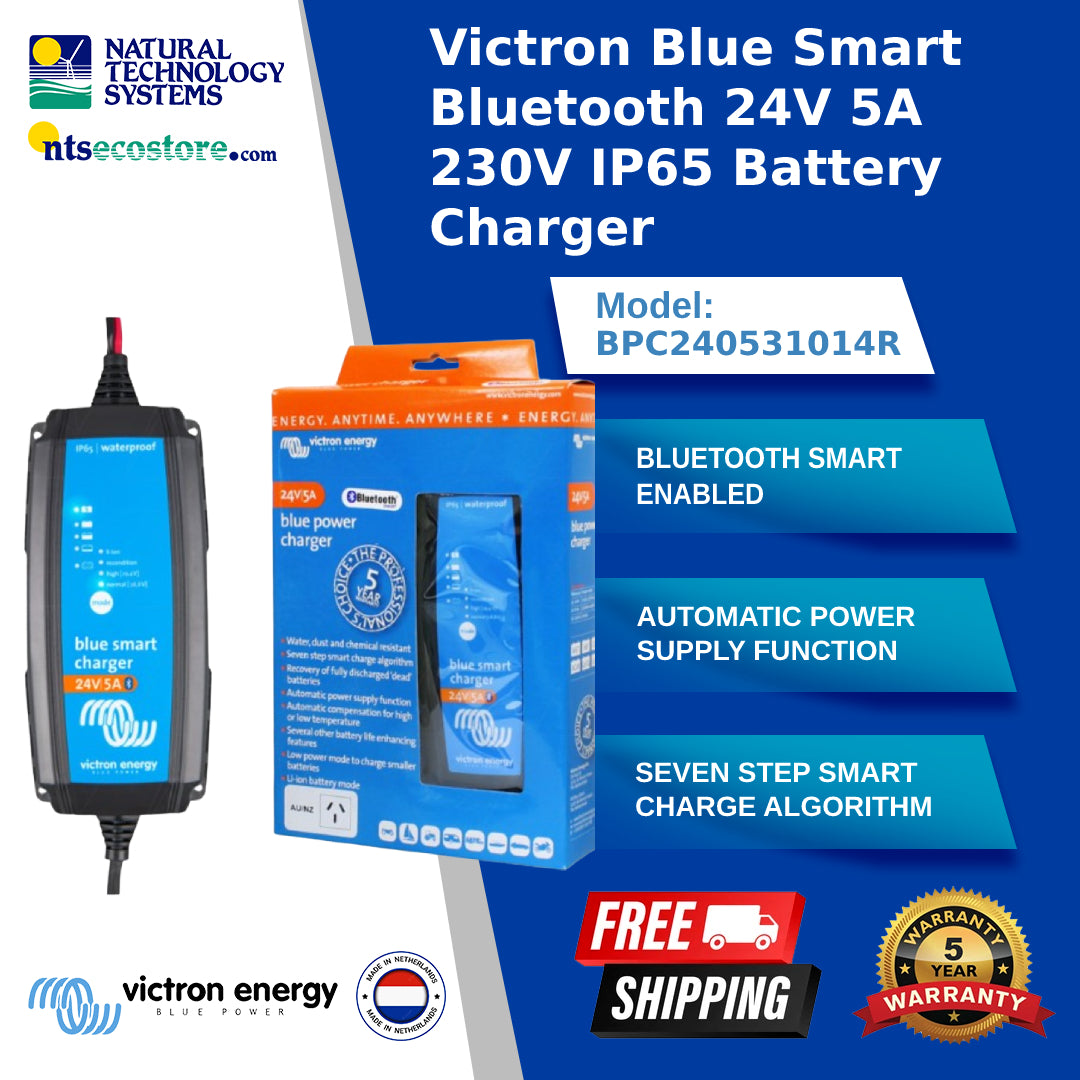 Victron Blue Smart Bluetooth 24V 5A 230V IP65 Battery Charger (BPC240531014R)