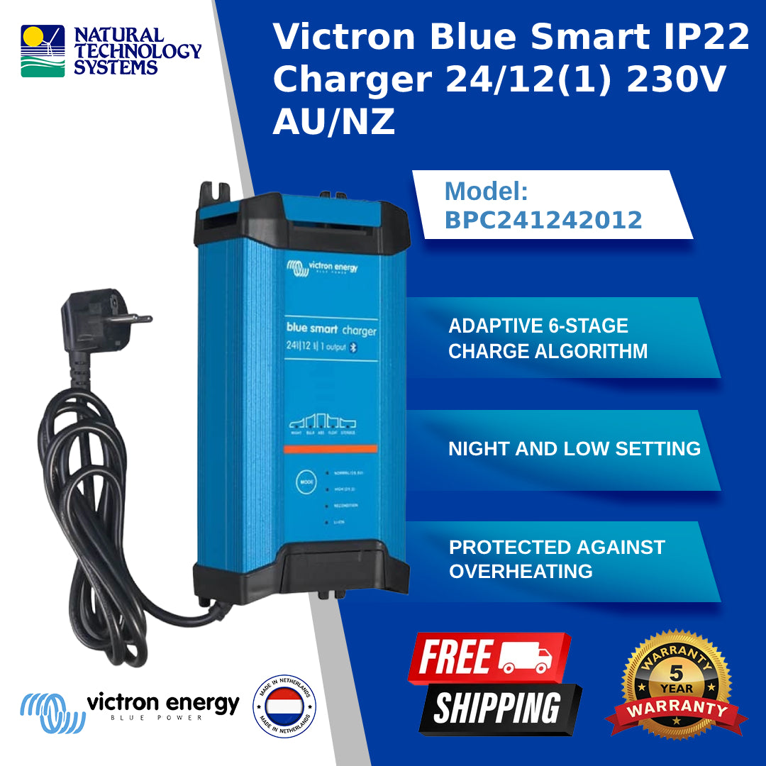 Victron Blue Smart IP22 Charger 24/12(1) 230V AU/NZ (BPC241242012)
