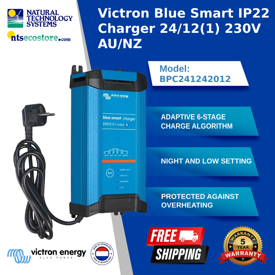 Victron Blue Smart IP22 Charger 24/12(1) 230V AU/NZ (BPC241242012)