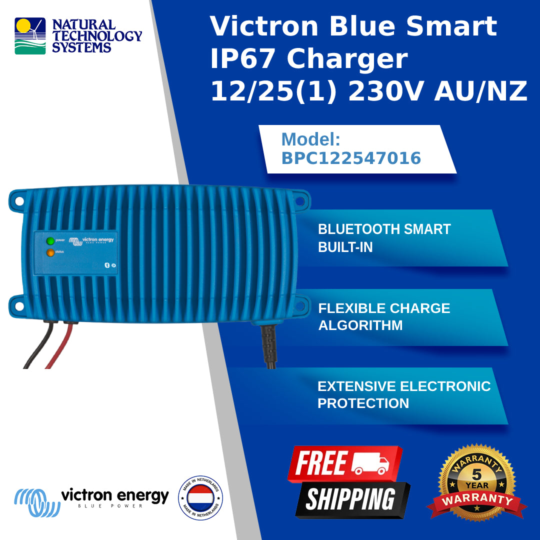 Victron Blue Smart IP67 Charger 12/25(1) 230V AU/NZ (BPC122547016)