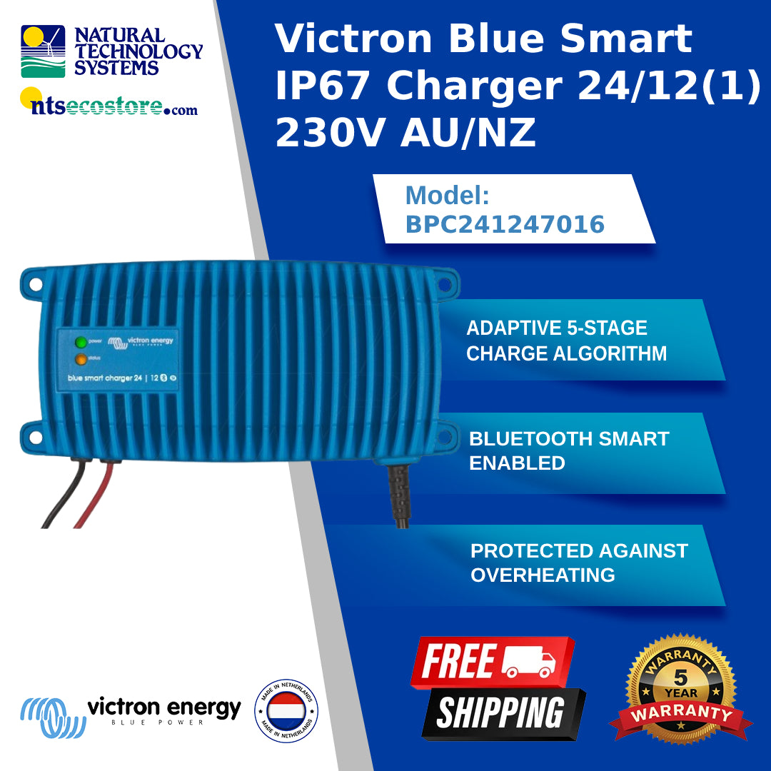Victron Blue Smart IP67 Charger 24/12(1) 230V AU/NZ (BPC241247016)