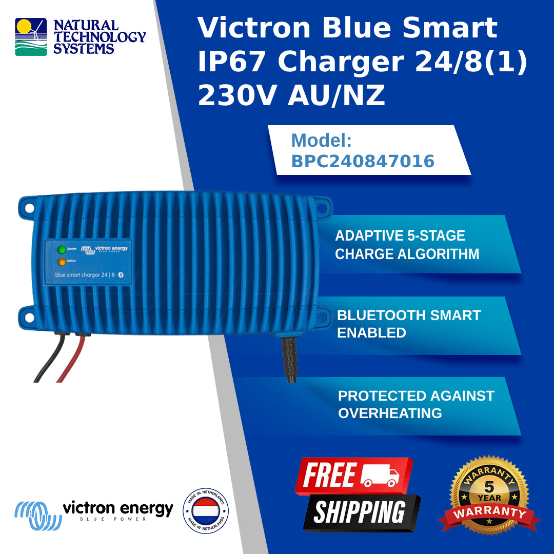 Victron Blue Smart IP67 Charger 24/8(1) 230V AU/NZ (BPC240847016)