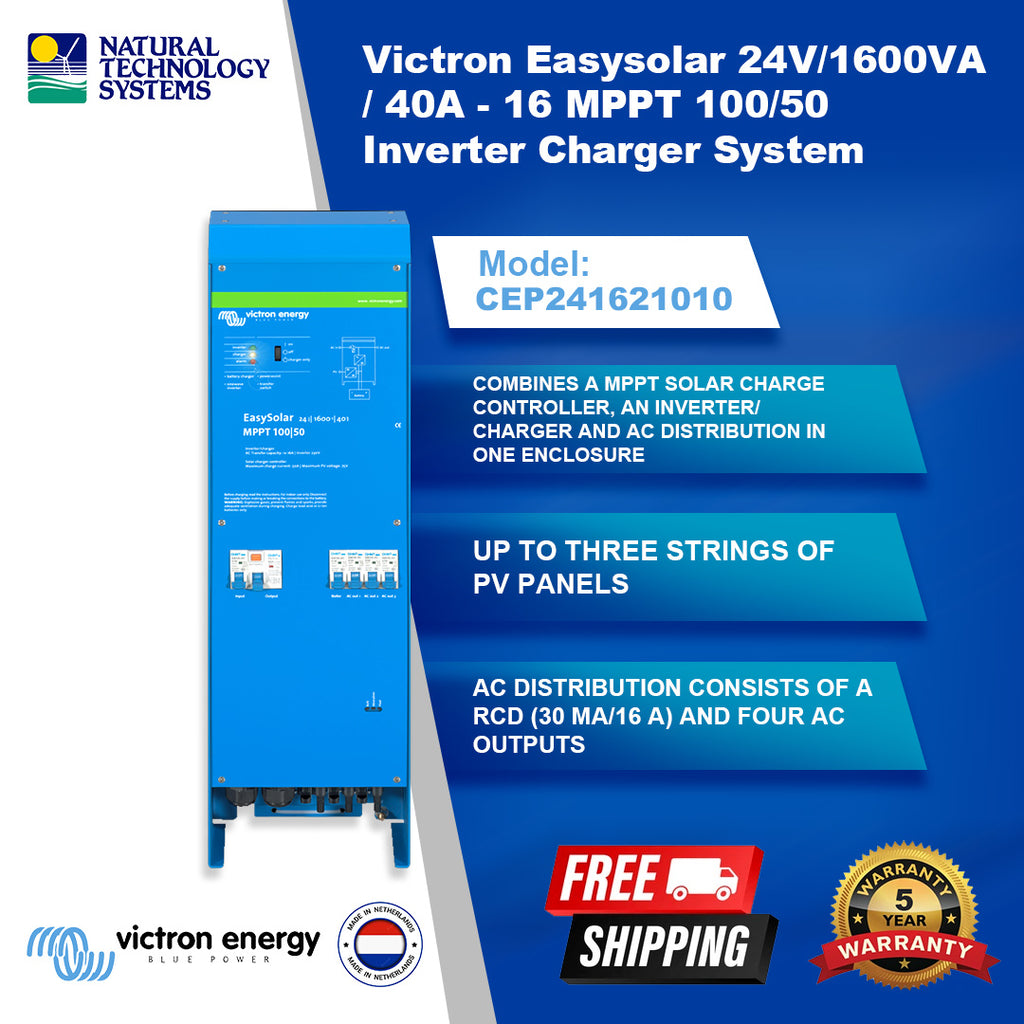 Victron Easysolar Inverter/Charger 24/1600VA/40A16 MPPT 100/50 CEP241