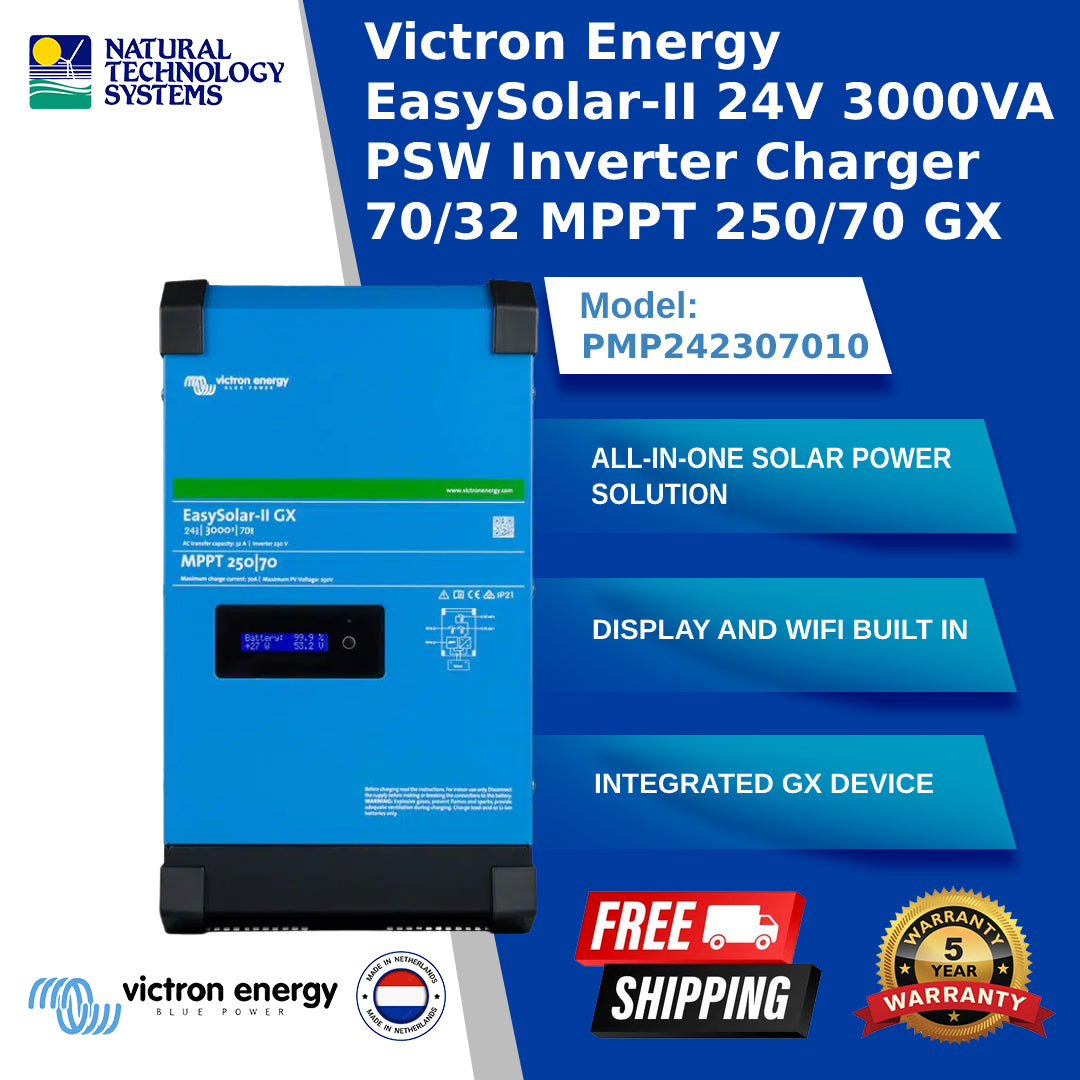 Victron Energy EasySolar-II 24V 3000VA PSW Inverter Charger 70/32 MPPT 250/70 GX (PMP242307010)