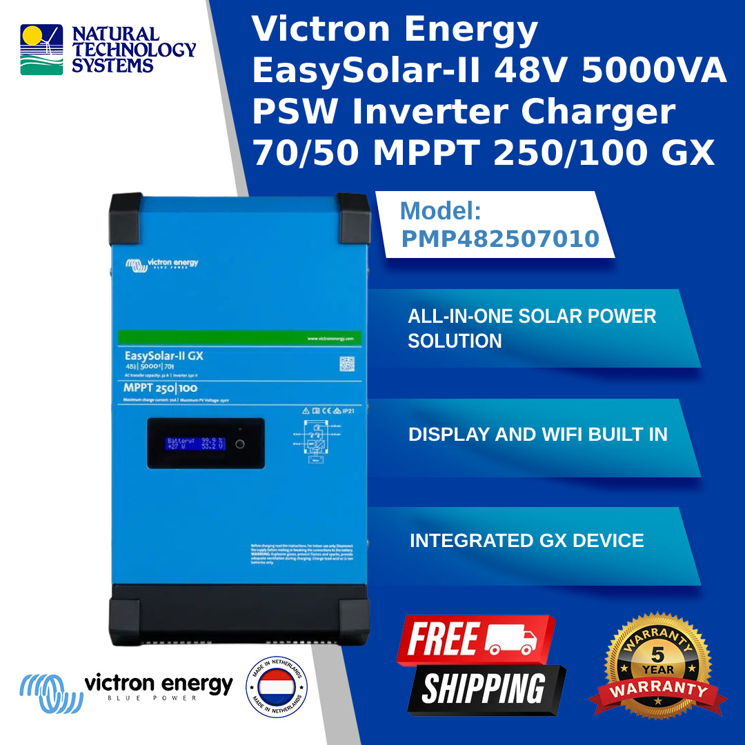 Victron Energy EasySolar-II 48V 5000VA PSW Inverter Charger 70/50 MPPT 250/100 GX (PMP482507010)