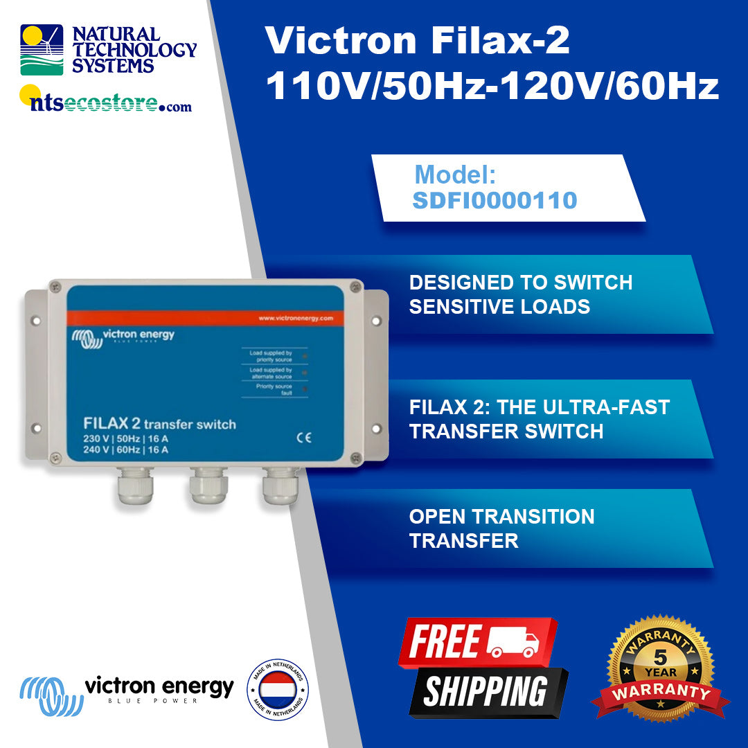 Victron Filax 2 Transfer Switch CE 110V/50Hz-120V/60Hz SDFI0000110