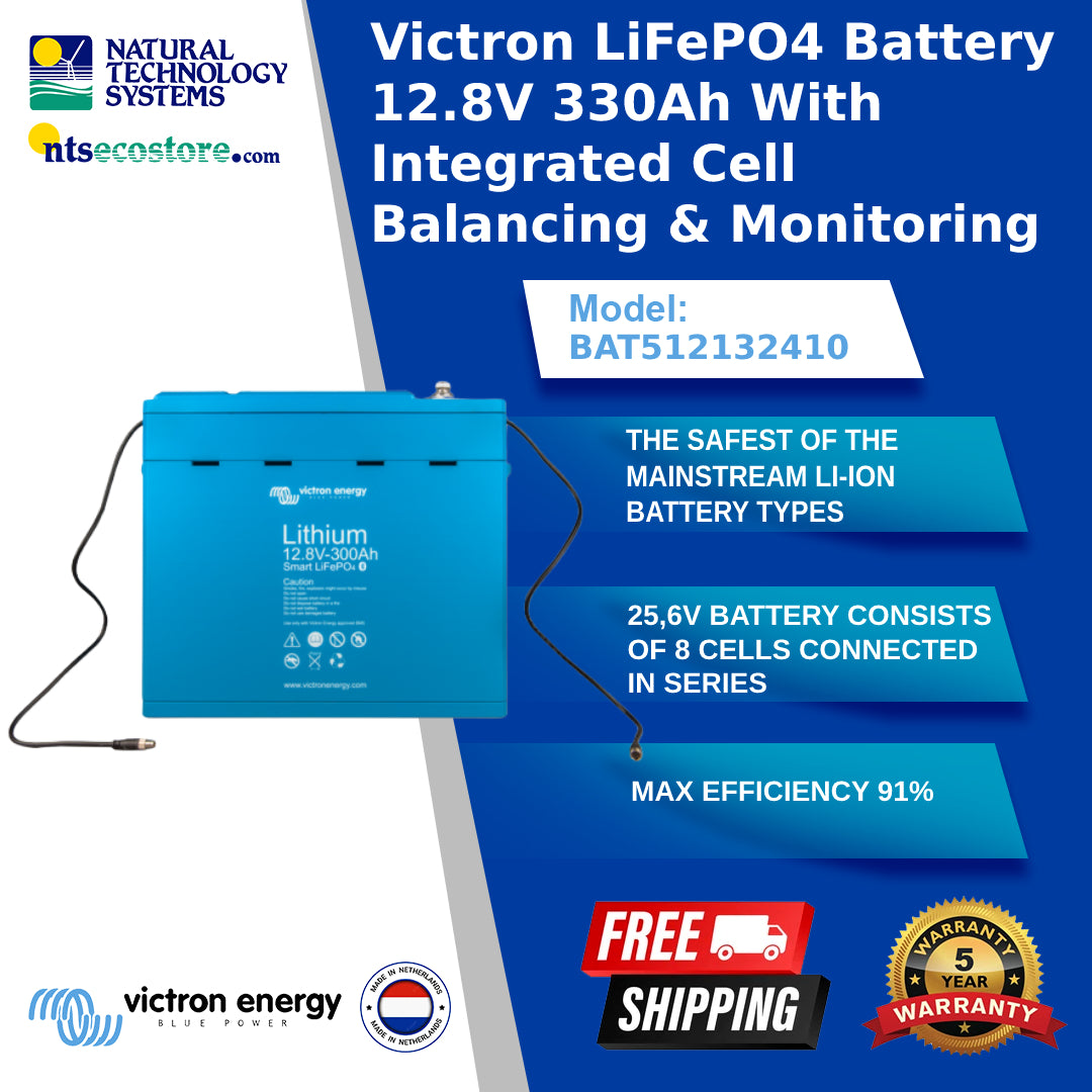 Victron LiFePO4 Battery 12.8V 330Ah With Integrated Cell Balancing & Monitoring (BAT512132410)